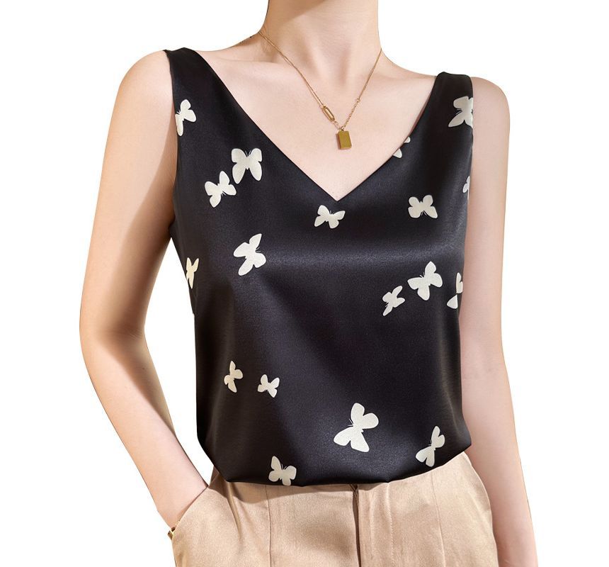 V-Neck Floral Print Cami Top