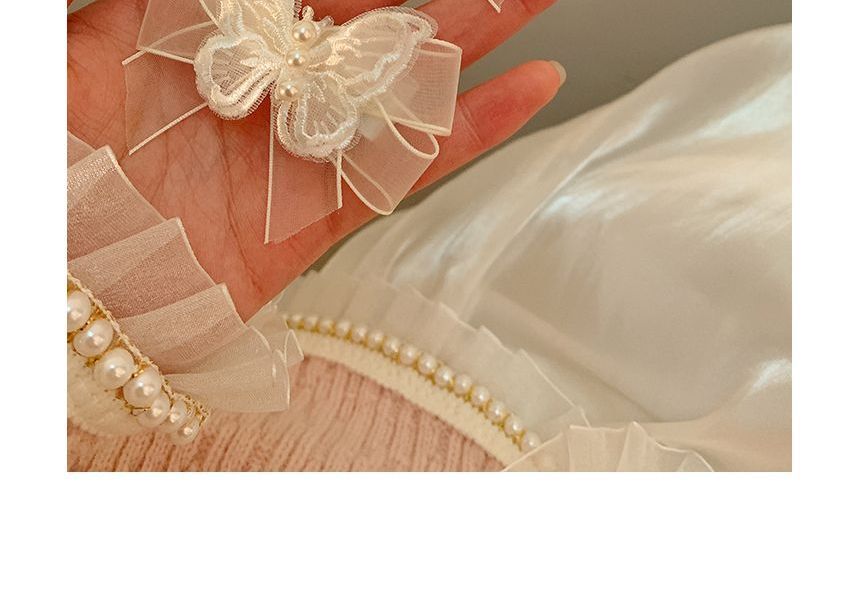 Hair / Organza Pearl Set Butterfly Clip Faux