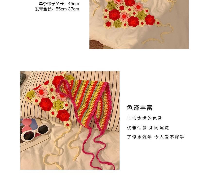 Lace Crochet Embroidered Head Scarf Floral