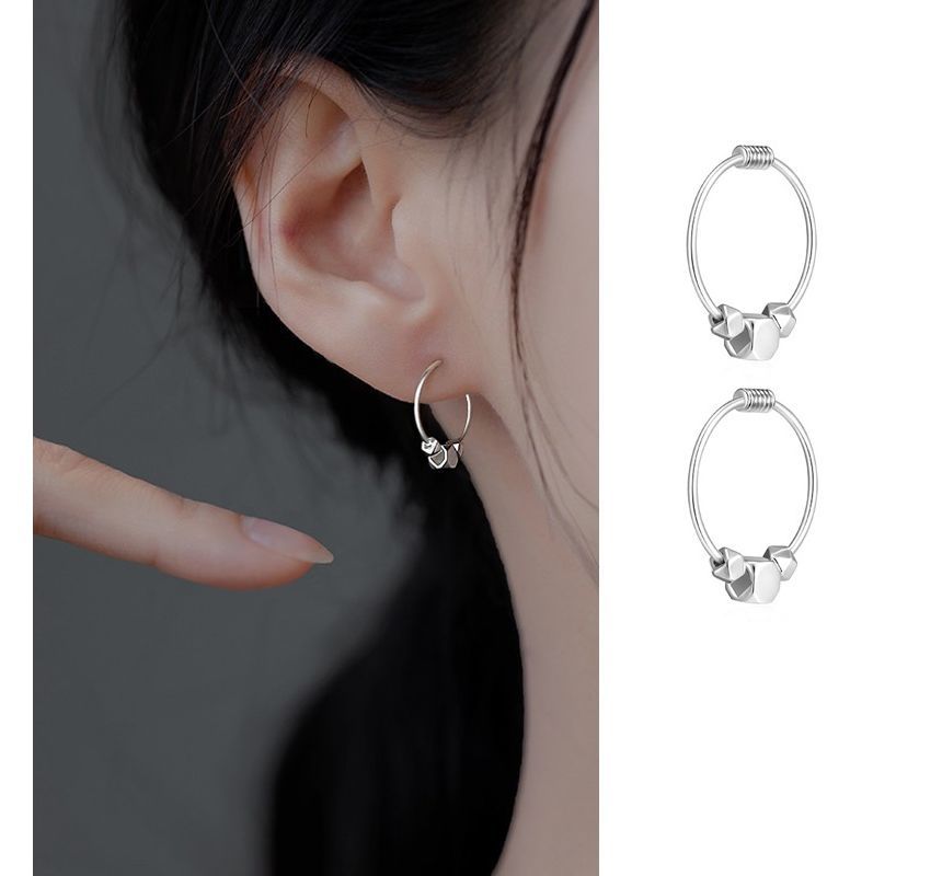 Hoop Sterling Bead Earring Silver