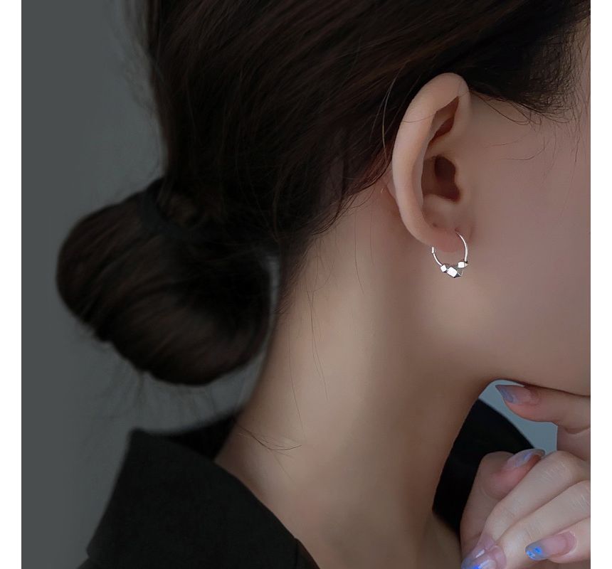 Hoop Sterling Bead Earring Silver