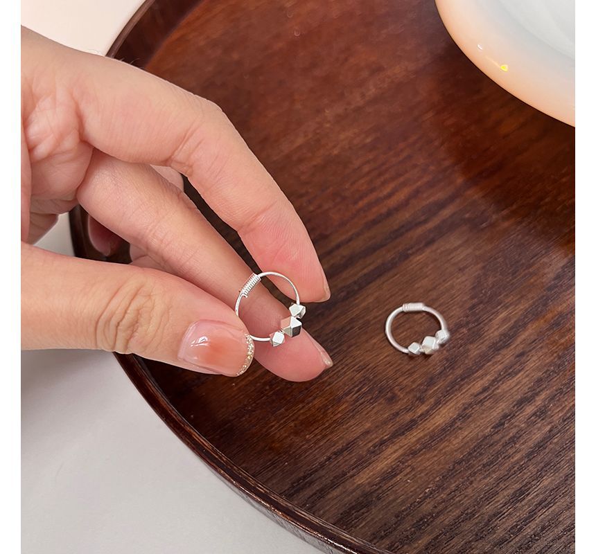 Hoop Sterling Bead Earring Silver