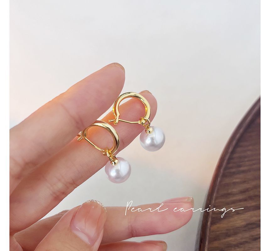 Sterling Silver Earring Dangle Faux Pearl