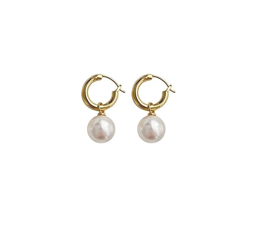 Sterling Silver Earring Dangle Faux Pearl