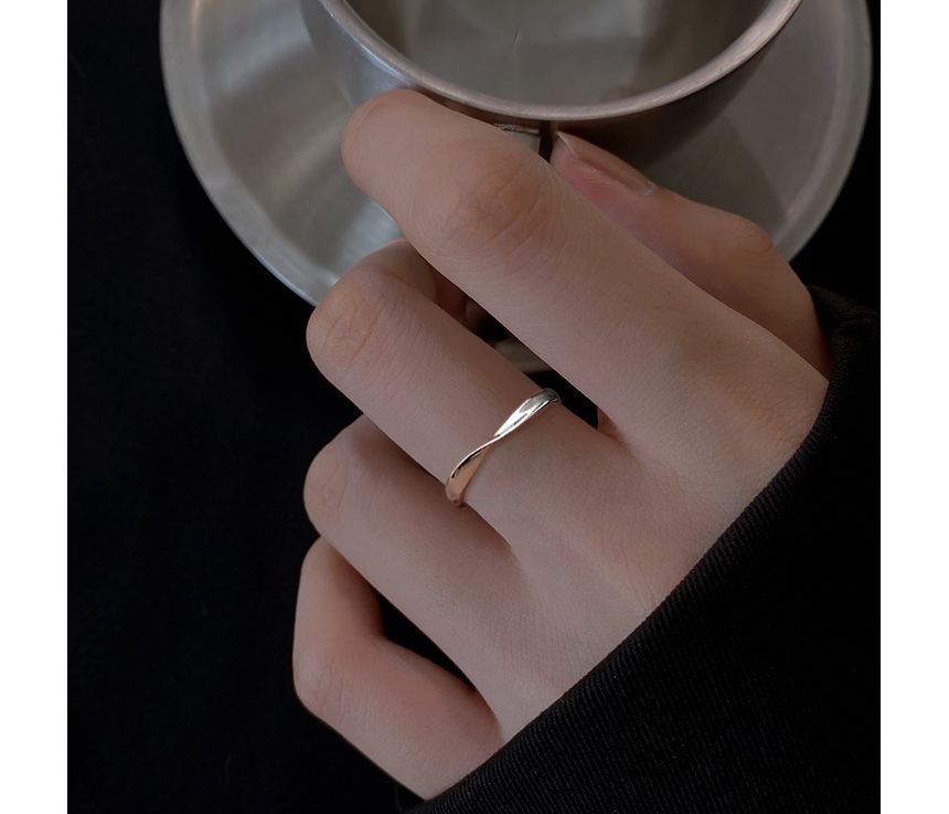 Twisted Silver Sterling Ring Open
