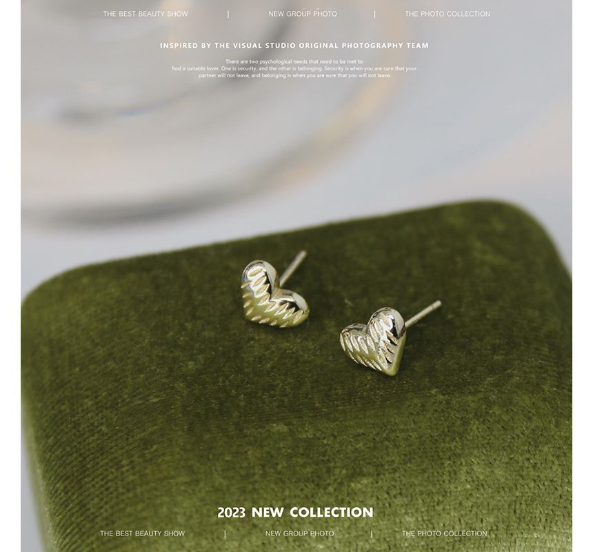 Heart Silver Textured Earring Sterling