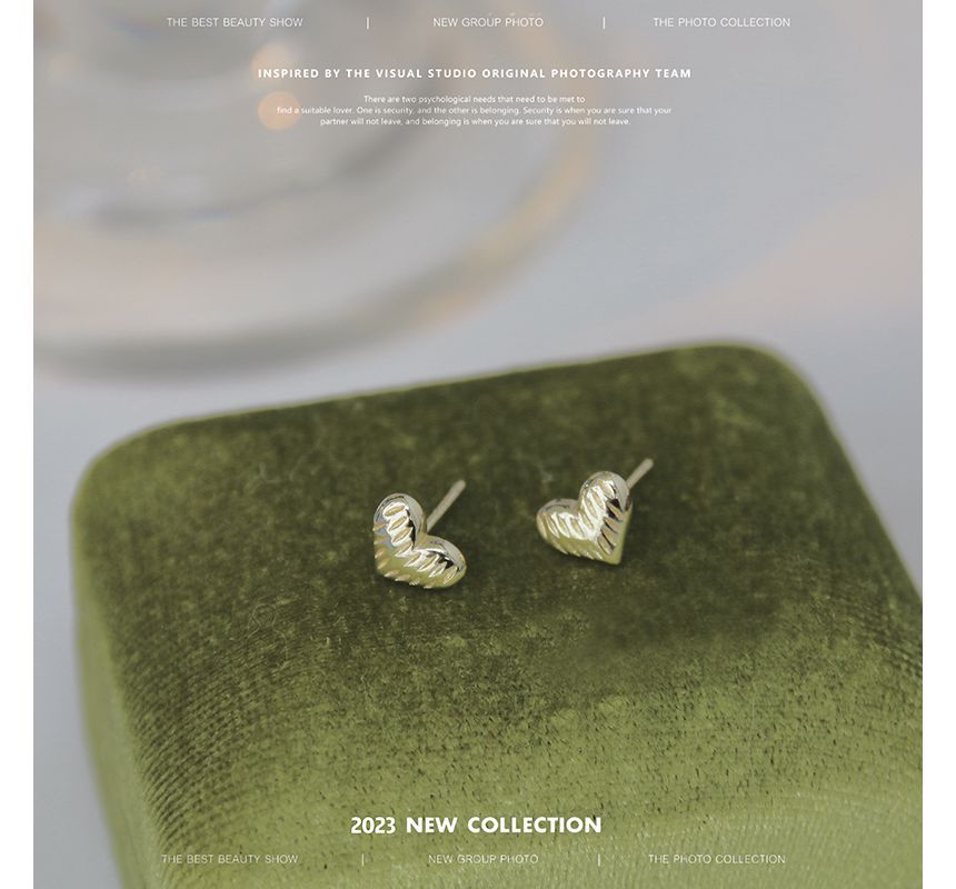 Heart Silver Textured Earring Sterling