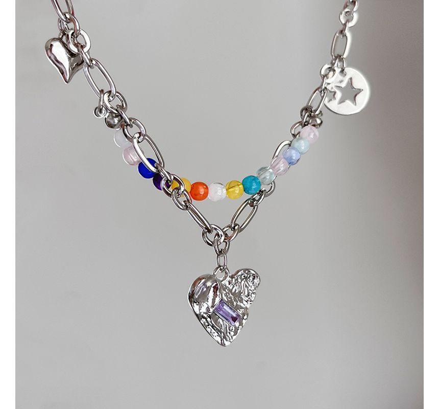 Heart Bead Sterling Pendant Silver Choker