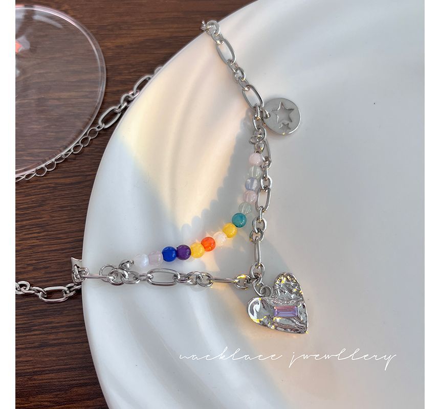 Heart Bead Sterling Pendant Silver Choker