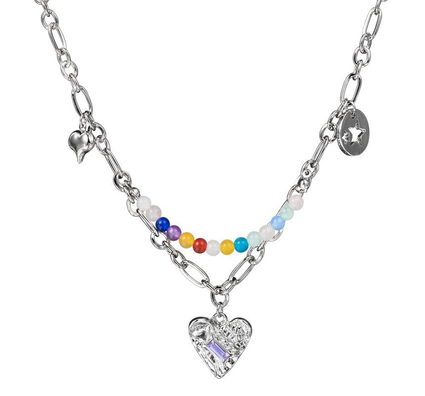 Heart Bead Sterling Pendant Silver Choker