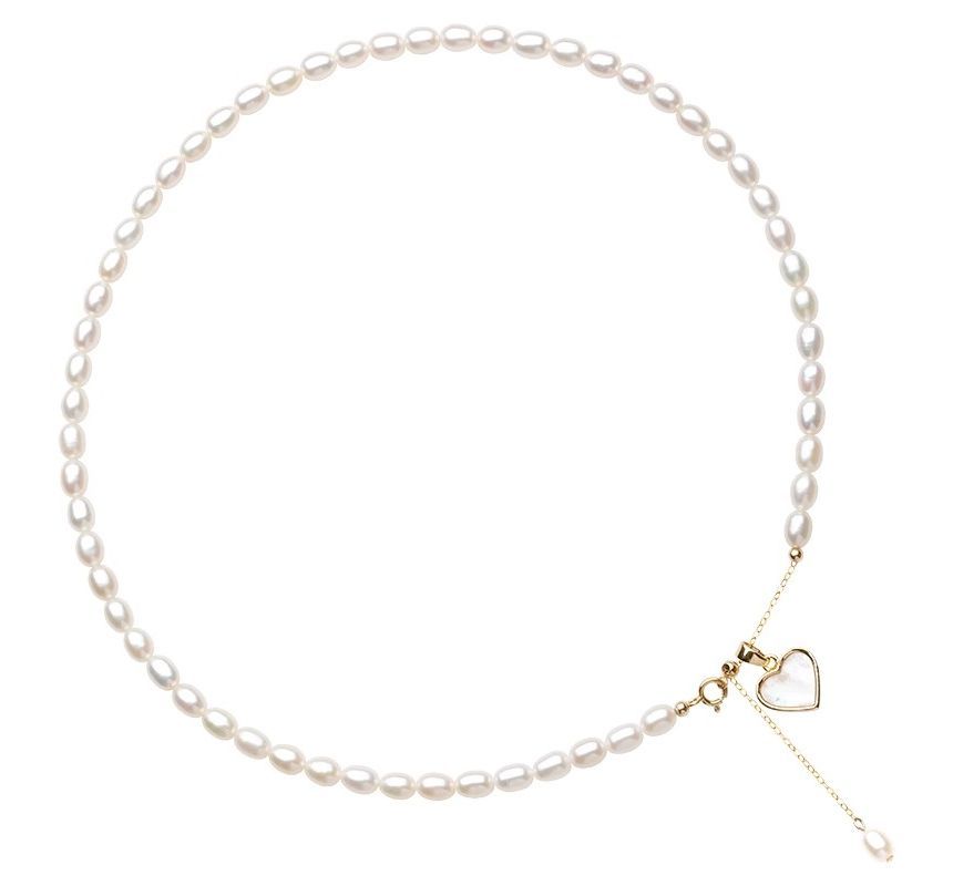 Choker Pendant Pearl Faux Shell Heart