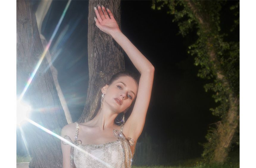 Spaghetti Strap Embroidered Glitter Mini A-Line Party Dress