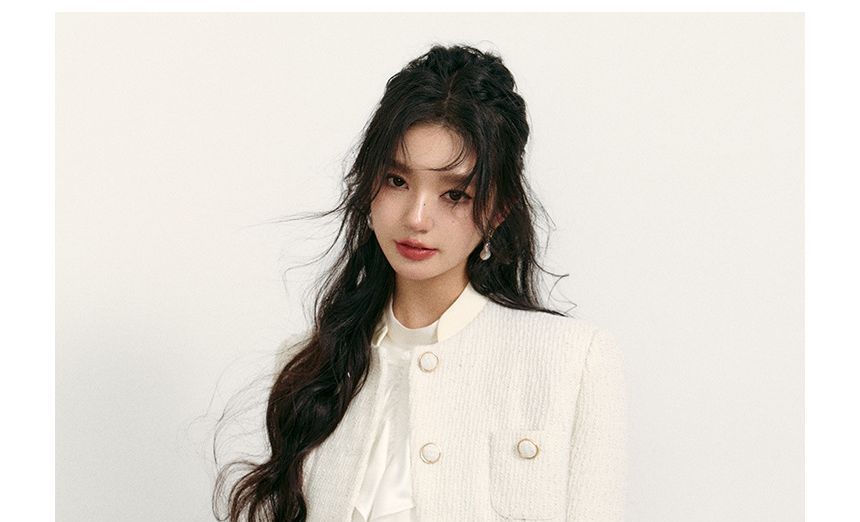 Plain Tweed Button Jacket