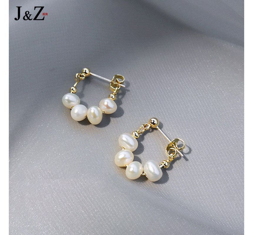 Earring Chain Hoop Pearl Alloy Faux
