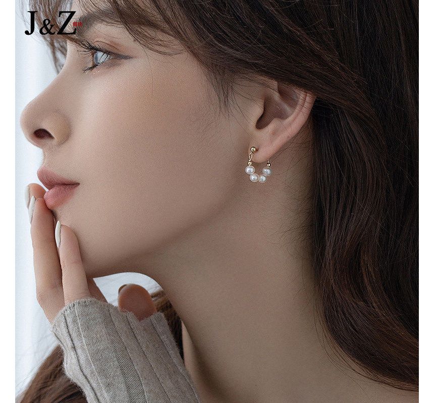 Earring Chain Hoop Pearl Alloy Faux