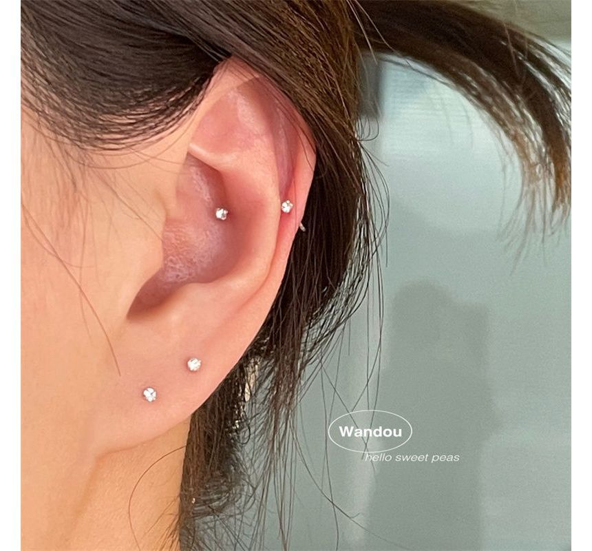 Rhinestone Pair 2 Alloy Stud Set: Earring