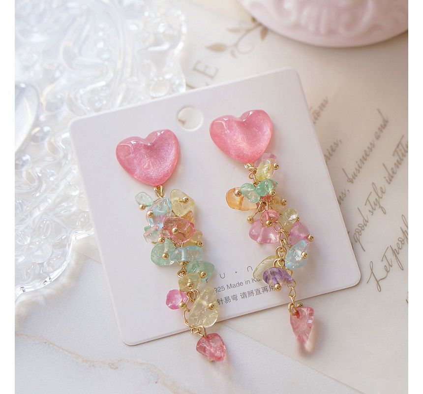 Earring Floral Acrylic Dangle Heart