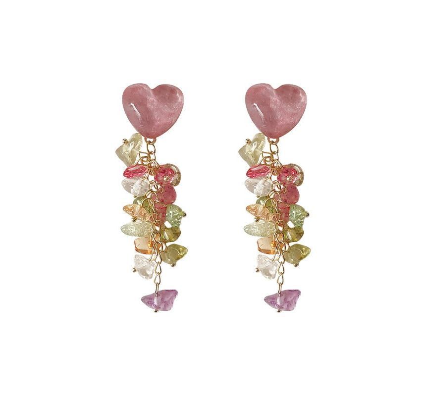 Earring Floral Acrylic Dangle Heart