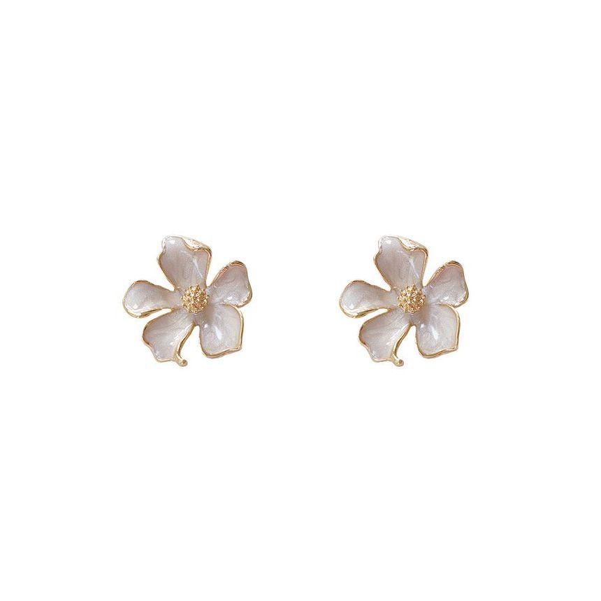 Earring Stud Glaze Floral Alloy