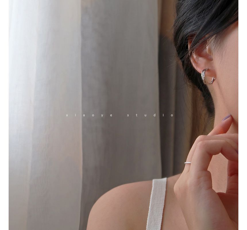 Earring Hoop Sterling Thorn Silver