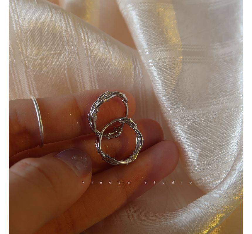 Earring Hoop Sterling Thorn Silver