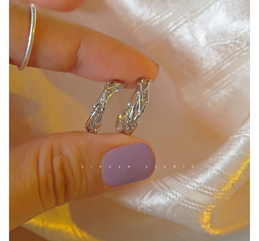 Earring Hoop Sterling Thorn Silver