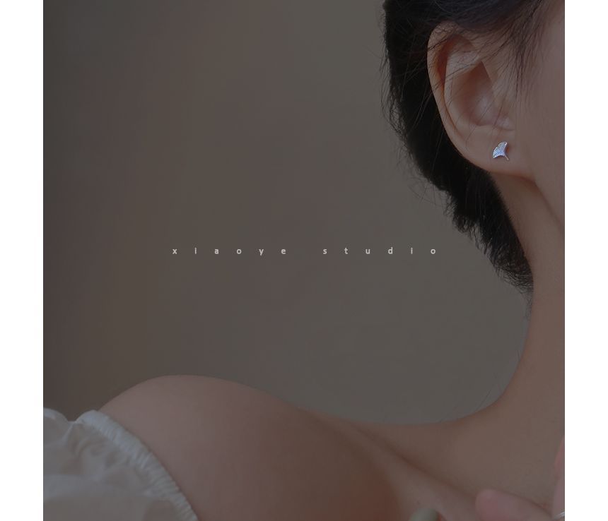 Stud Earring Leaf Silver