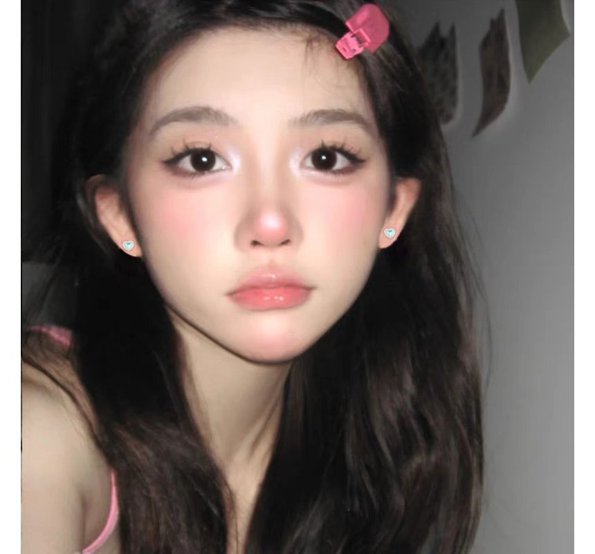 Silver Heart Moonstone Sterling Earring Barbell