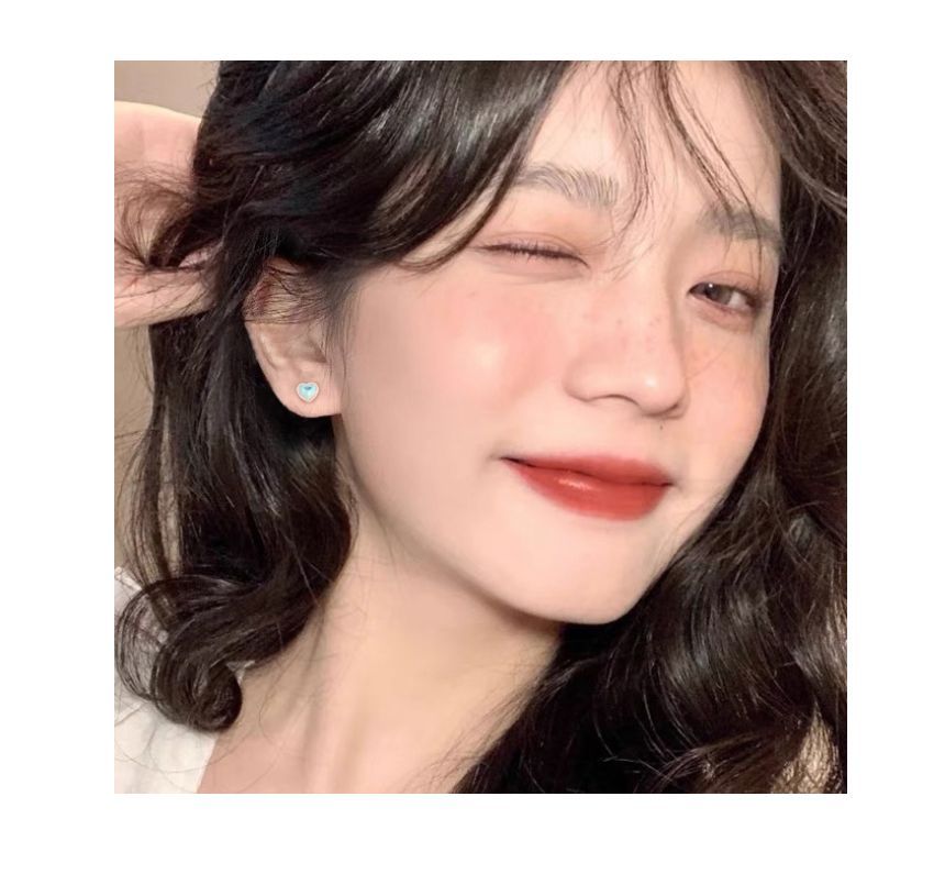 Silver Heart Moonstone Sterling Earring Barbell