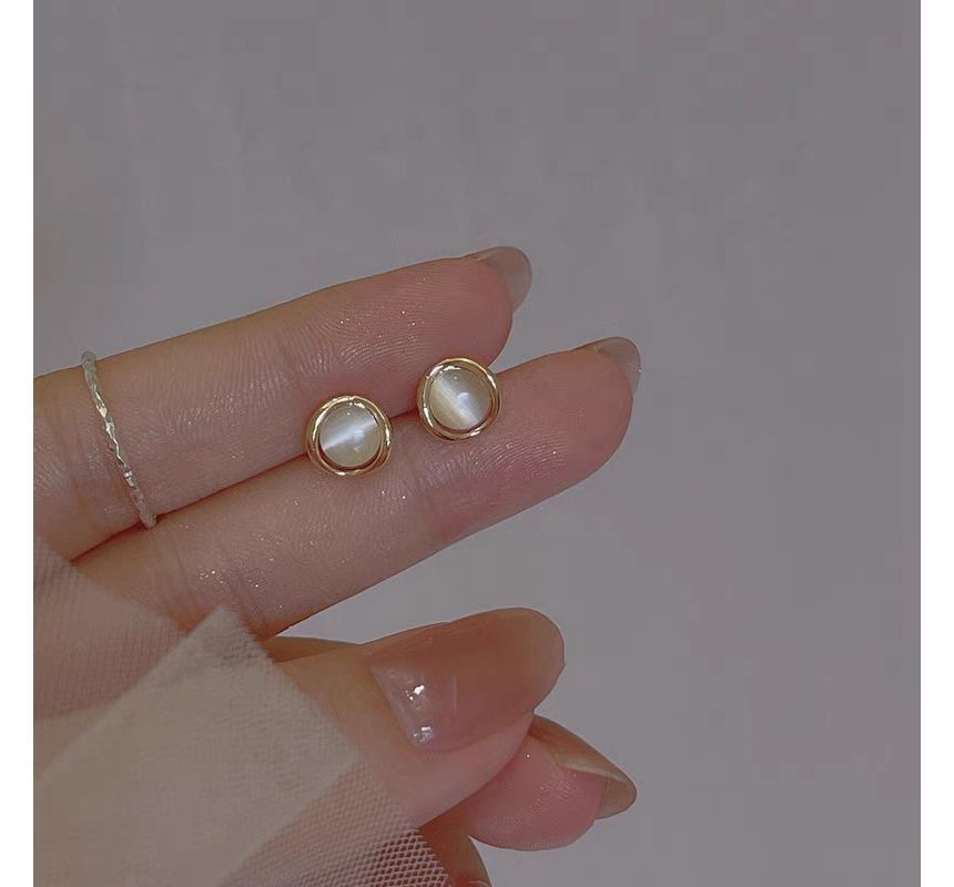 Stud Alloy Eye Faux Earring Cat Stone