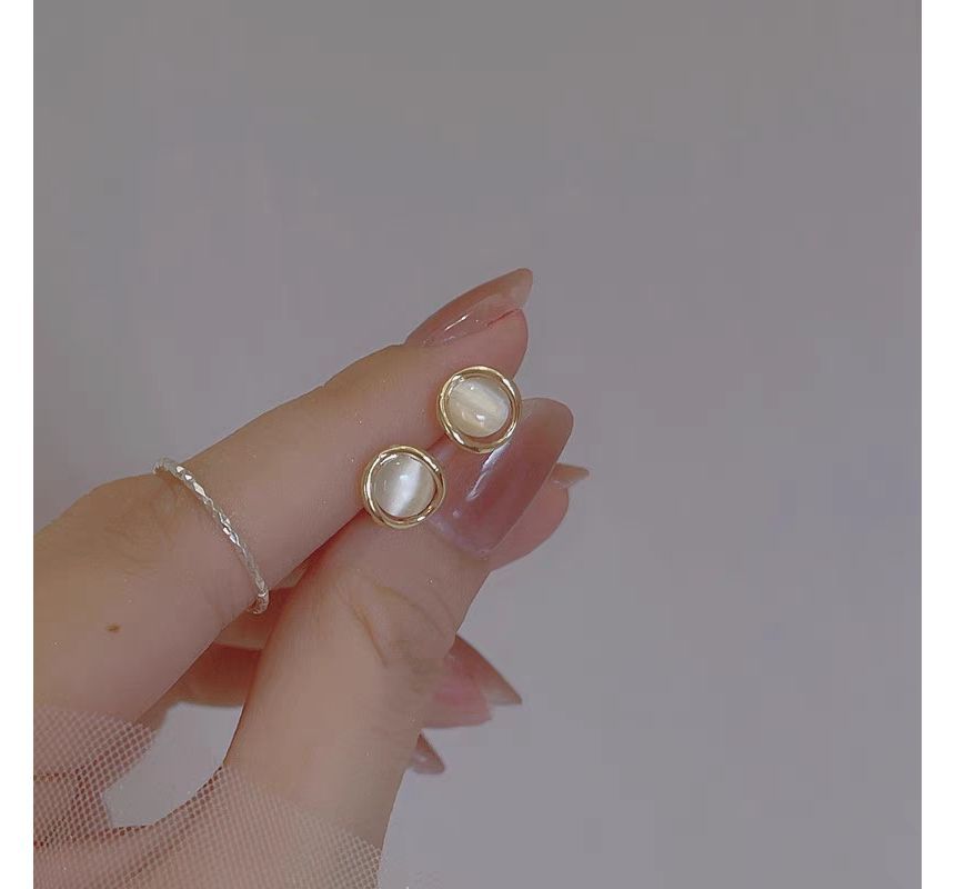 Stud Alloy Eye Faux Earring Cat Stone