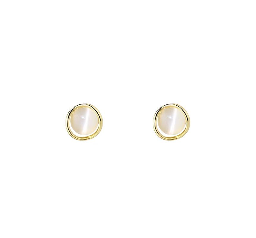 Stud Alloy Eye Faux Earring Cat Stone