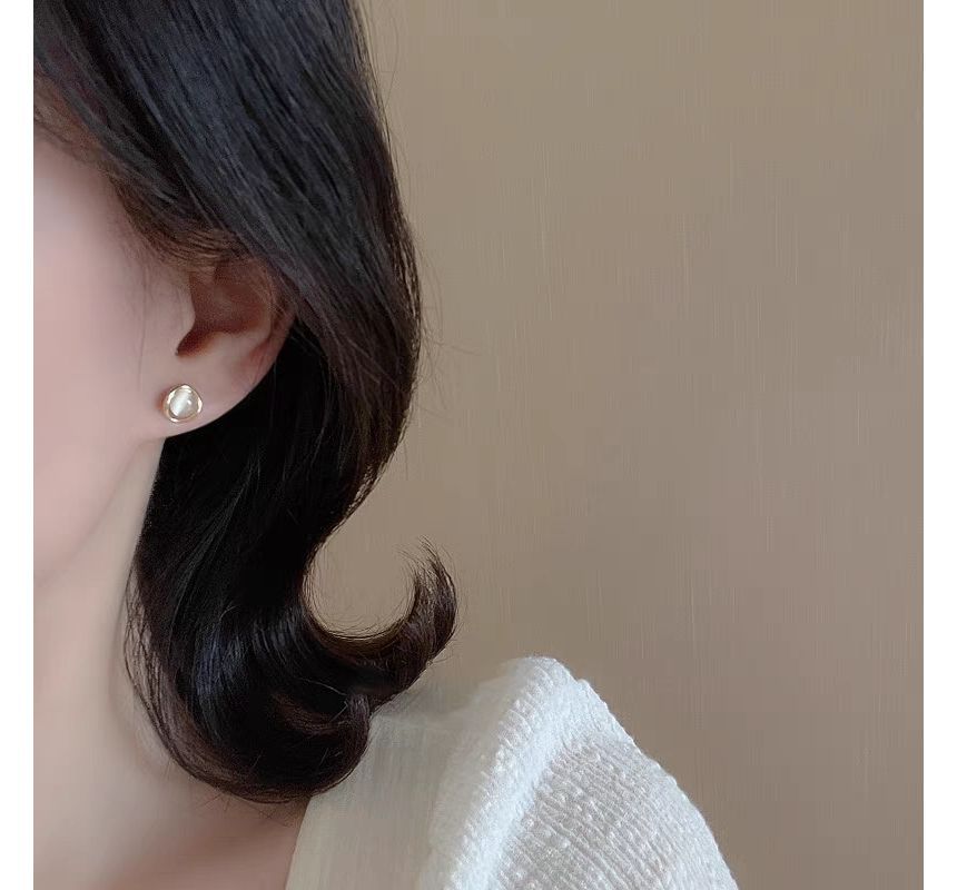 Stud Alloy Eye Faux Earring Cat Stone