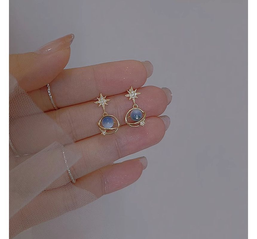 Earring Stone Star Planet Rhinestone Alloy Eye Drop Faux Cat