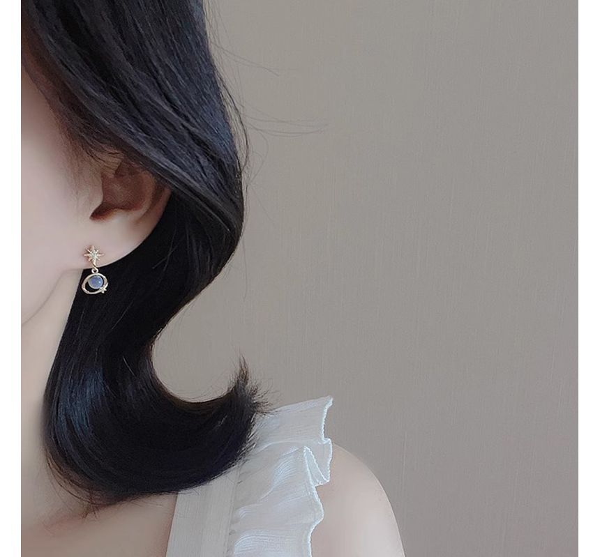 Earring Stone Star Planet Rhinestone Alloy Eye Drop Faux Cat