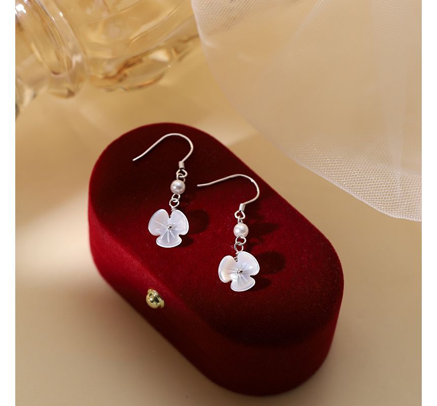 Dangle Alloy Earring Floral Faux Acrylic Pearl