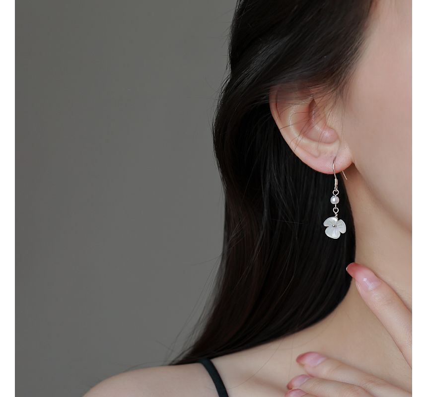 Dangle Alloy Earring Floral Faux Acrylic Pearl