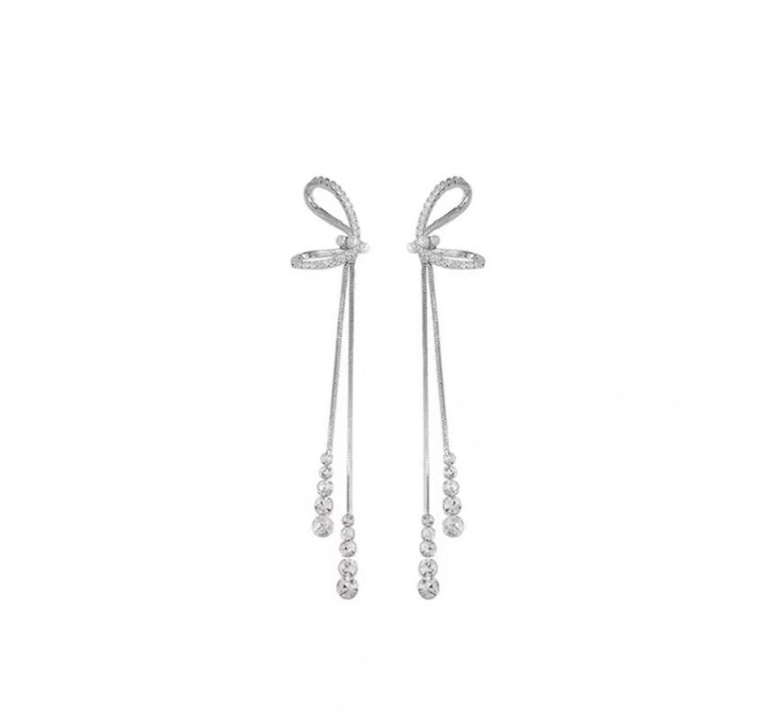 Silver Sterling Threader Earring Bow