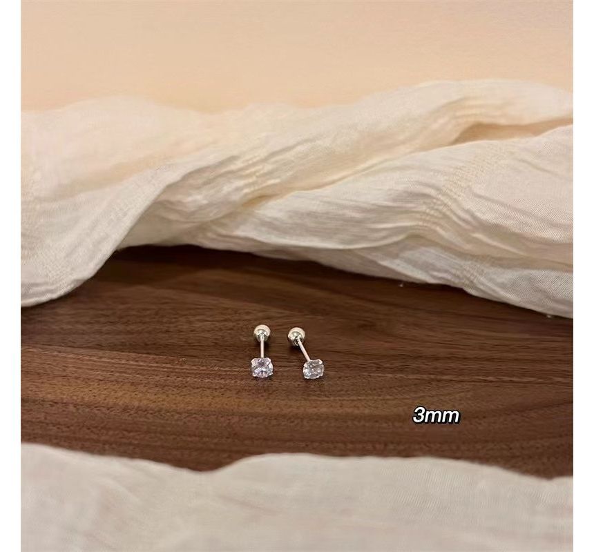 Barbell Designs) (Various Earring Rhinestone Silver Sterling