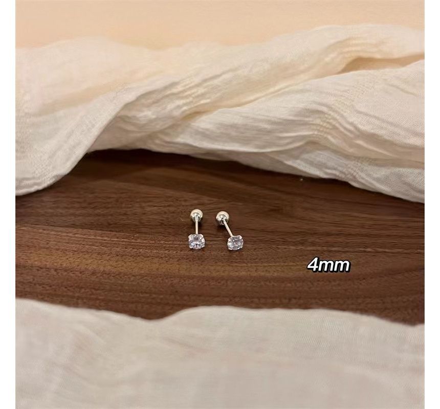 Barbell Designs) (Various Earring Rhinestone Silver Sterling