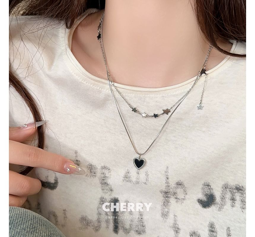 Pendant Necklace Choker Star Alloy Heart / Set