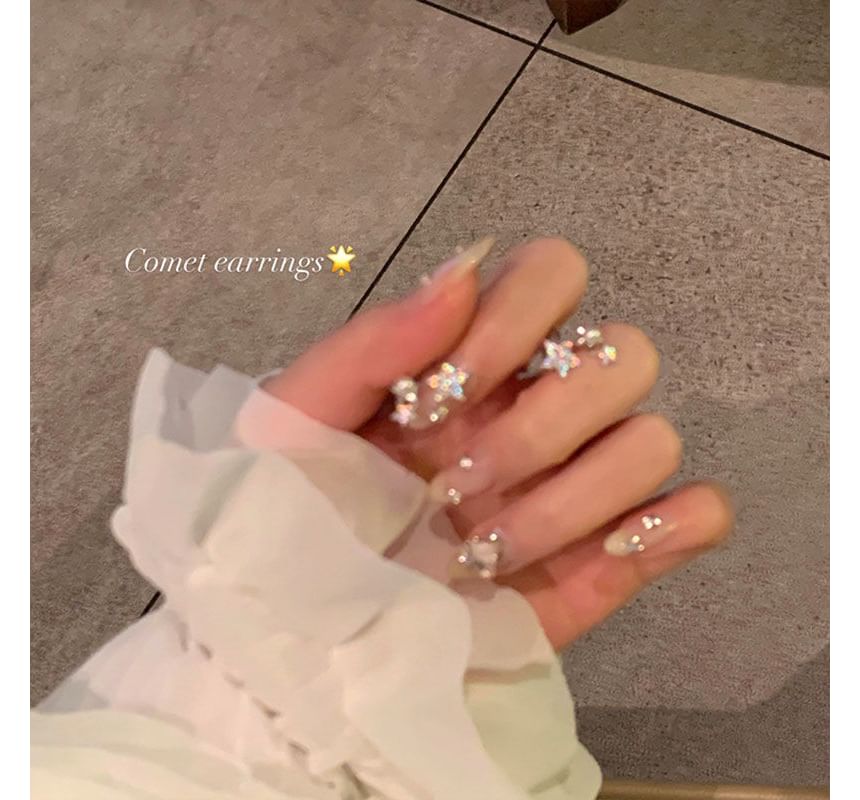 Star Ear Rhinestone Faux Cuff Alloy Pearl