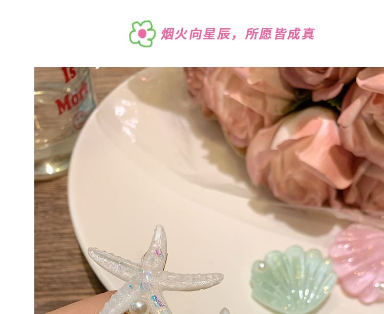 Resin Starfish Hair Shell / Clip Pearl Faux