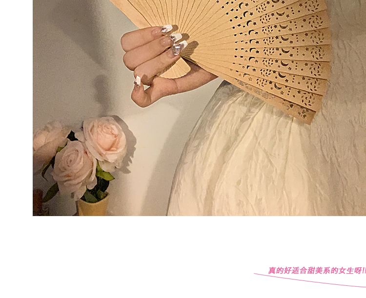 Hand Fan Wooden Cutout Foldable
