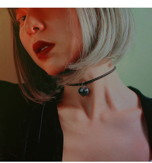 Cord Heart Pendant Choker