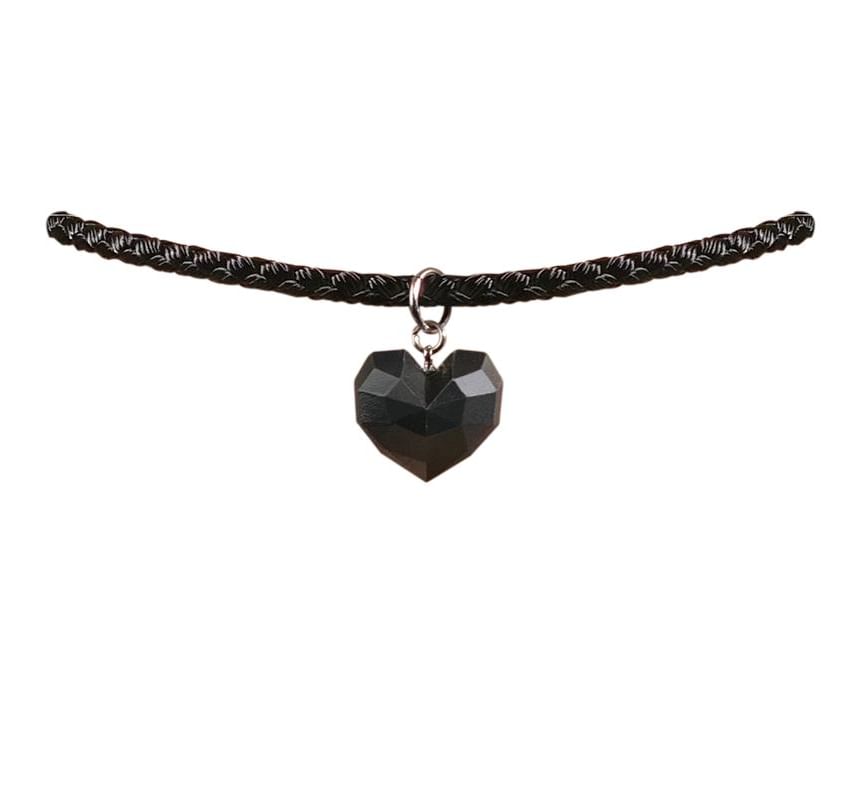 Cord Heart Pendant Choker