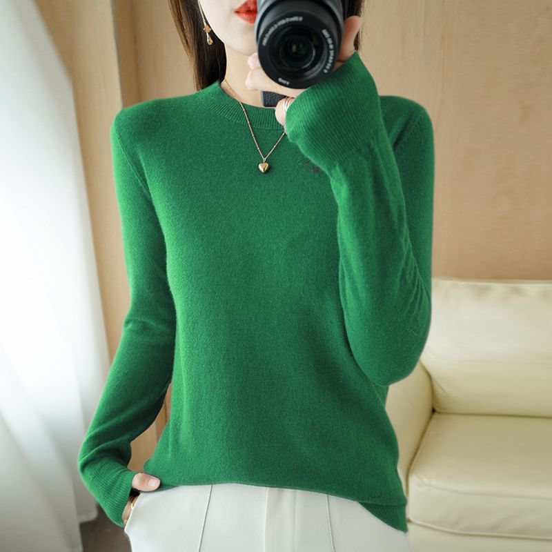 Crew Neck Plain Sweater