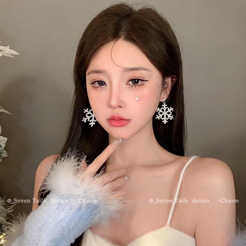 Set Choker Bracelet Fluffy Earring Snowflake / Christmas Chandelier Drop Tree