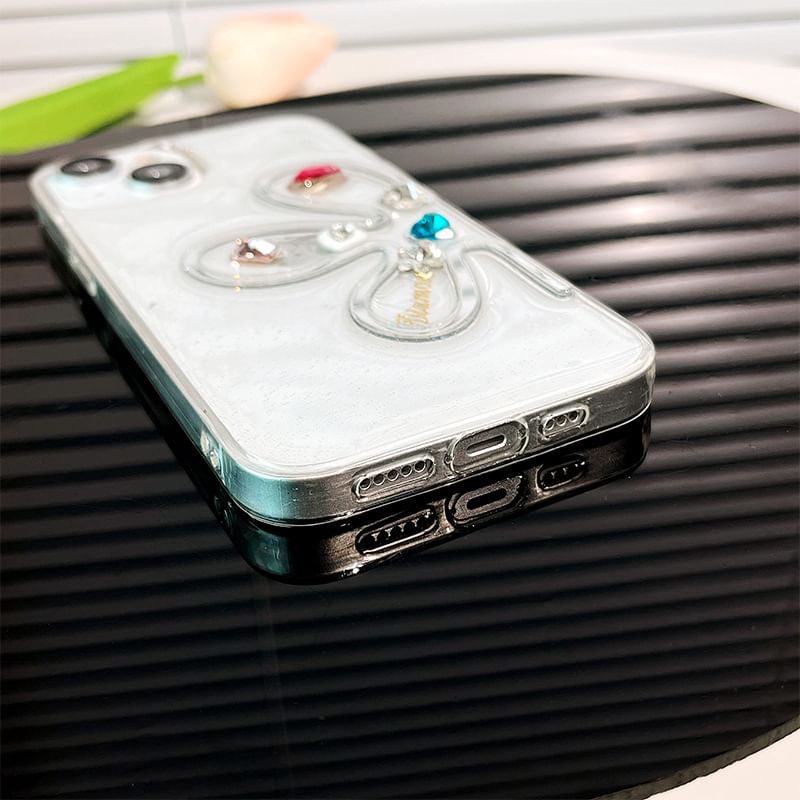 Case Floral Rhinestone Phone