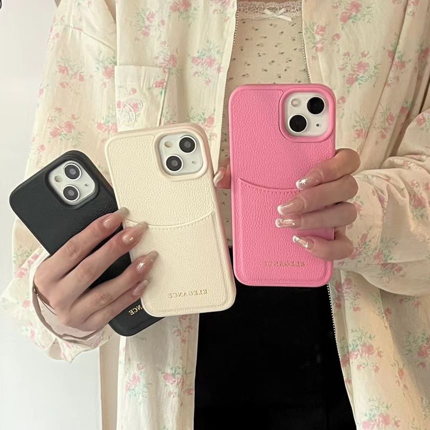 Holder Card Case Leather Phone Faux Lettering